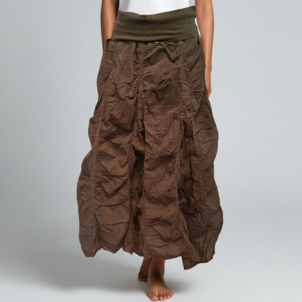 Boho Olive Green Maxi Skirt 6978